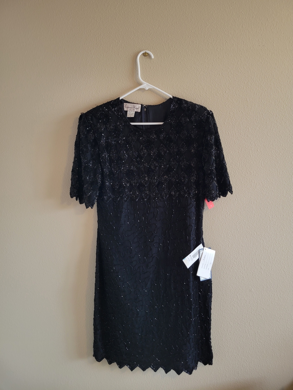 Laurence Kazar Black Beaded Evening Dress